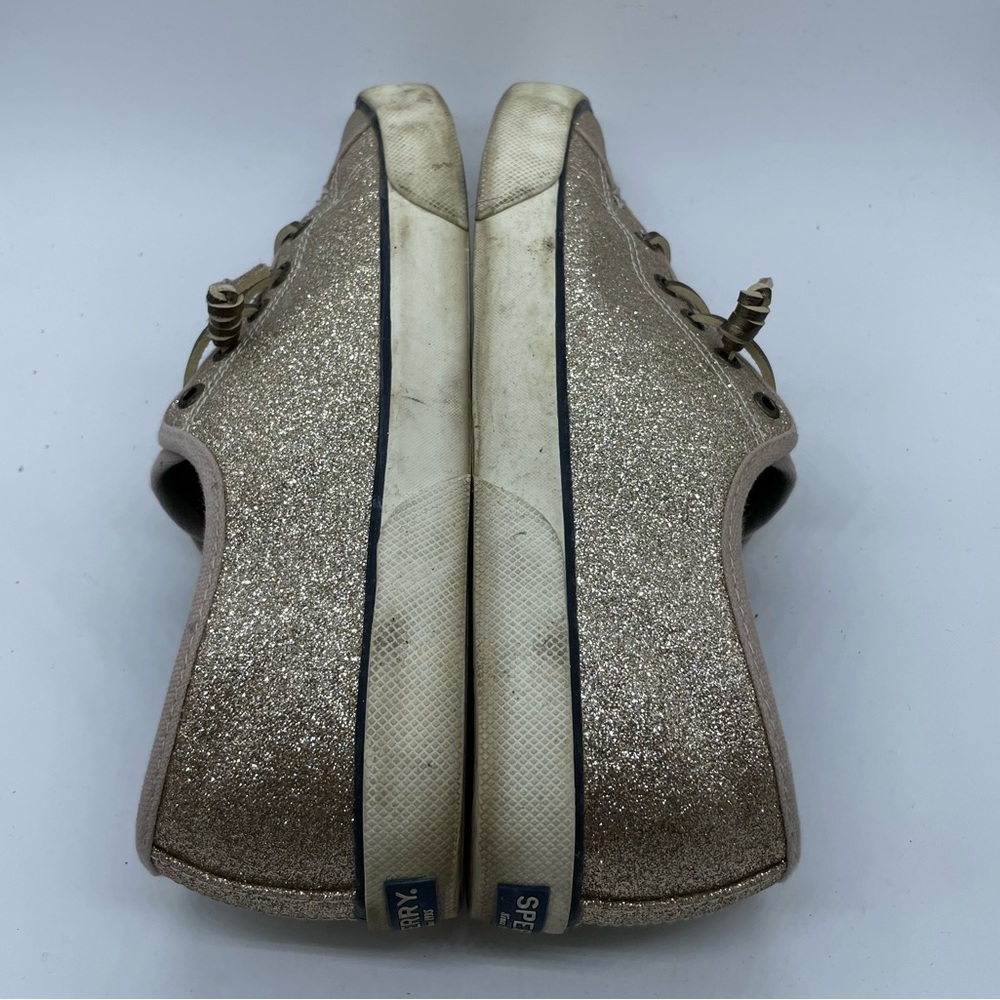 Sperry Top-Sider Pier View Holiday Champagne Gold Glitter Sneaker Women’s 9.5 - Picture 6 of 9